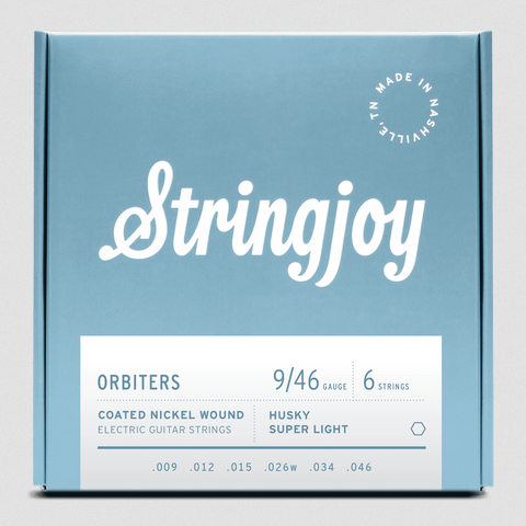 Stringjoy Orbiters | Husky Super Light Gauge (9-46) Coated Nickel Wound Electric Guitar Strings