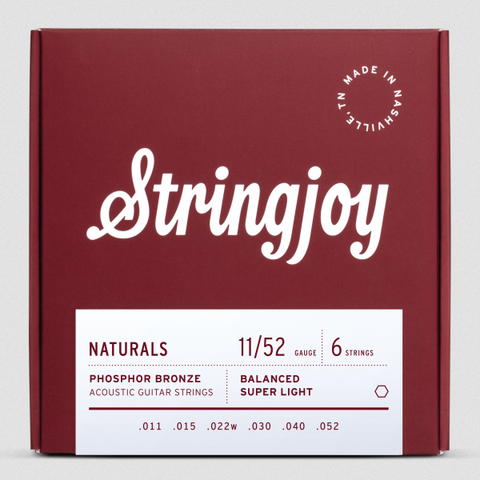 Stringjoy Naturals | Super Light Gauge (11-52) Phosphor Bronze Acoustic Guitar Strings