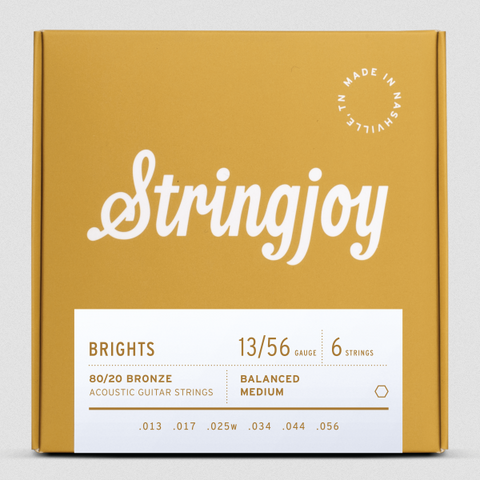 Stringjoy Brights | Medium Gauge (13-56) 80/20 Bronze Acoustic Guitar Strings