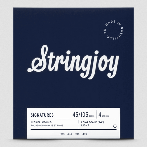 Stringjoy Signatures | Light Gauge (45-105) 4 String Long Scale Nickel Wound Bass Guitar Strings