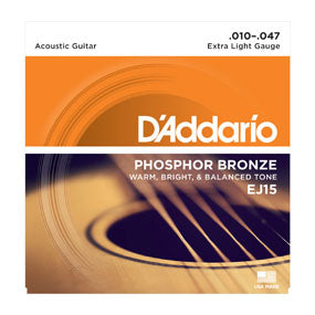 D'Addario EJ15 Phosphor Bronze Extra Light Acoustic Guitar Strings