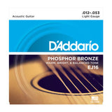 D'Addario EJ16 Phosphor Bronze Light Acoustic Guitar Strings